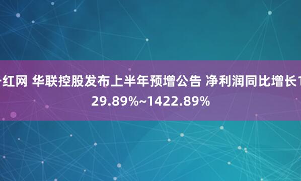 千红网 华联控股发布上半年预增公告 净利润同比增长1029.89%~1422.89%
